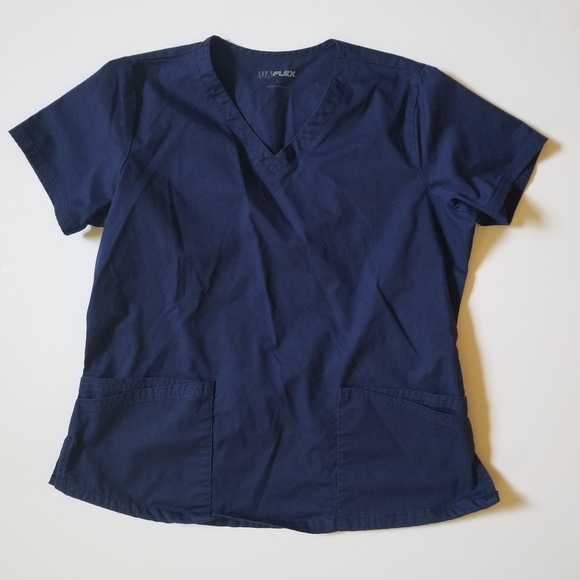 🌸 Uniform Advantage Flex Navy Scrub Top Shirt - Picture 1 of 5